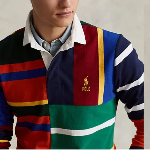 NWT Polo Ralph Lauren Classic Fit Patchwork Rugby Shirt - Picture 5 of 5